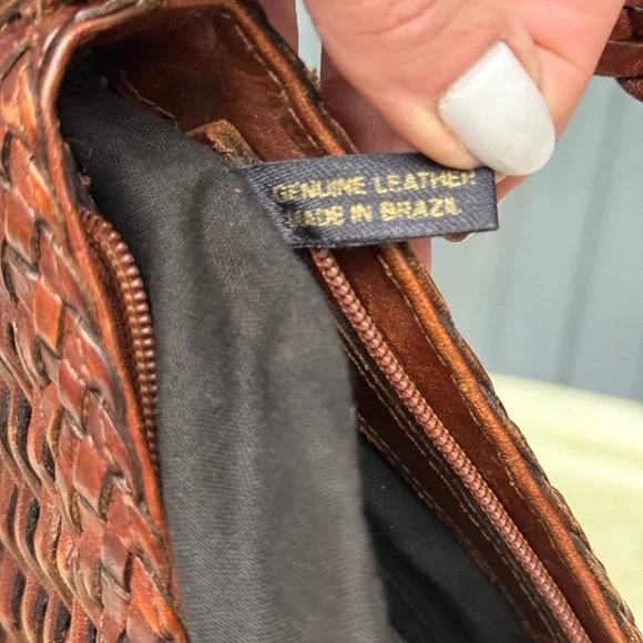 GEM Vintage Genuine Leather Brown Woven Crossbody Bag Made in Brazil - Picture 11 of 16